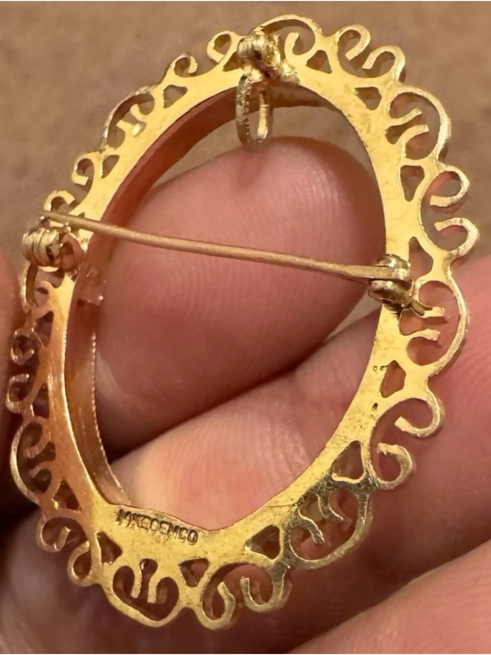 Vintage Solid 14k Yellow Gold Cameo Setting,5g